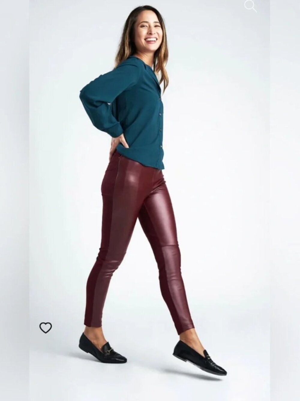 Betabrand Cranberry Skinny Faux Leather Dress Pant Yoga Pant XSmall Short Petite
